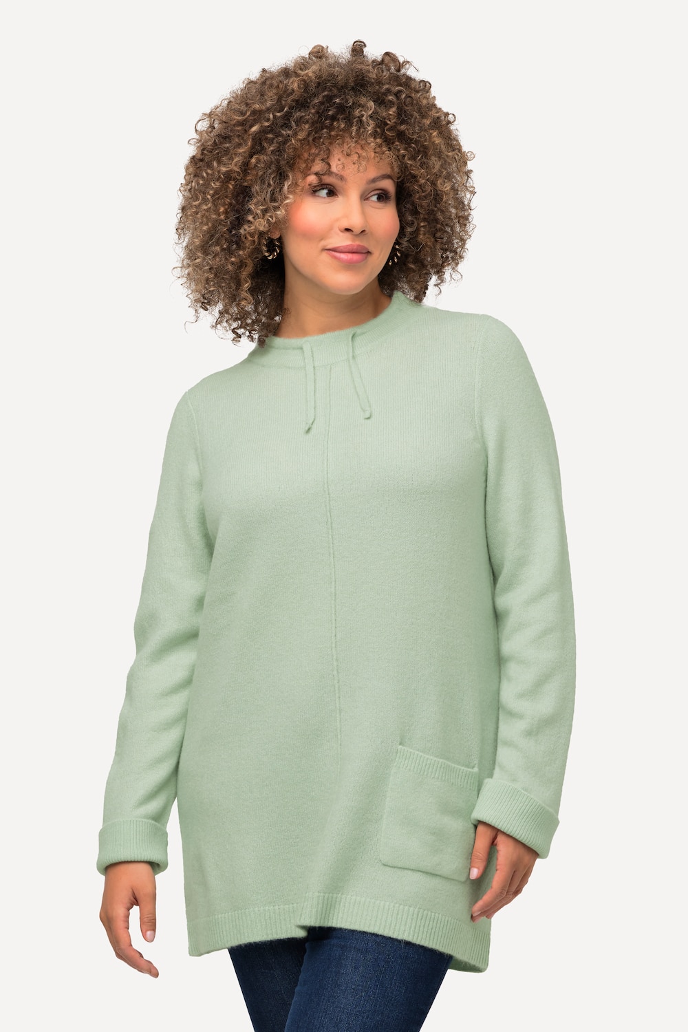 Grote Maten pullover, Dames, turquoise, Maat: 50/52, Synthetische vezels/Polyester, Ulla Popken