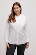 blouse, overslag, opstaande kraag, lange mouwen, biologisch katoen