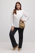 blouse, overslag, opstaande kraag, lange mouwen, biologisch katoen