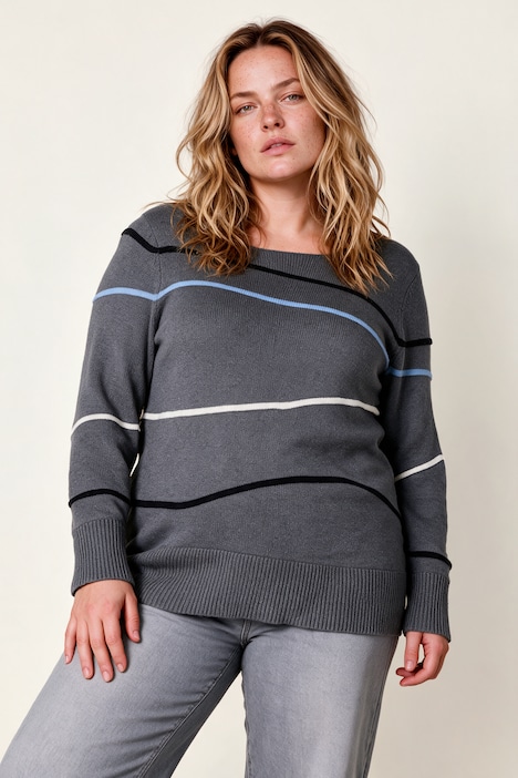 Pullover, U-Boot-Ausschnitt, Langarm, Biobaumwolle