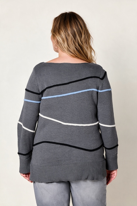 Pullover, U-Boot-Ausschnitt, Langarm, Biobaumwolle