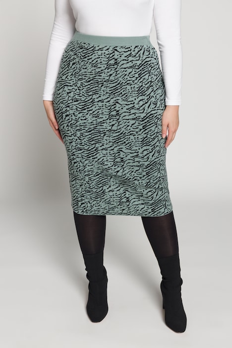 Zebra Jacquard Knit Elastic Waist Pencil Skirt | all Skirts | Skirts