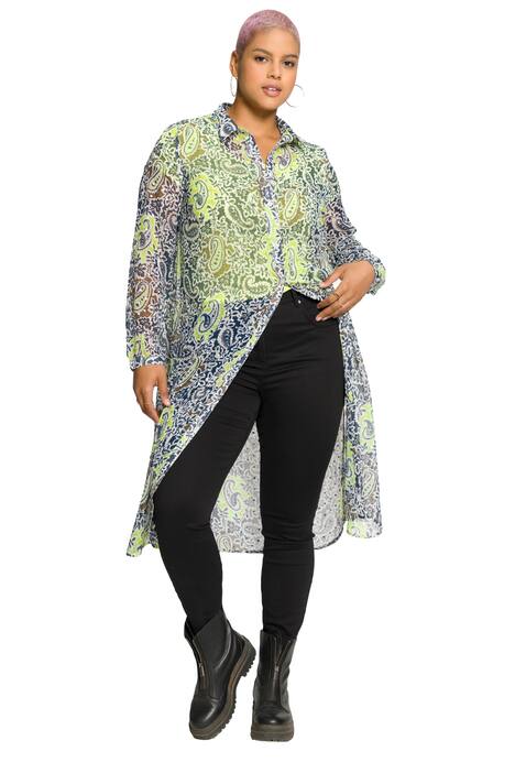 Dlouhá halenka, šifon, Paisley, límeček, rozparky na lemu