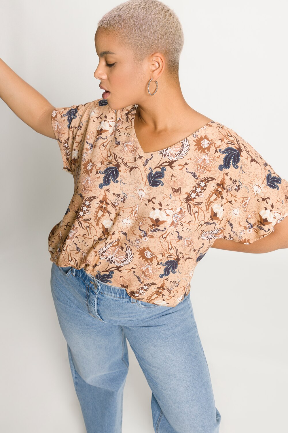 Grote Maten blouseshirt, Dames, bruin, Maat: 50/52, Viscose, Studio Untold