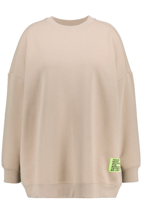 Mikina, oversize, pačvork nápis, kulatý výstřih, dlouhé rukávy