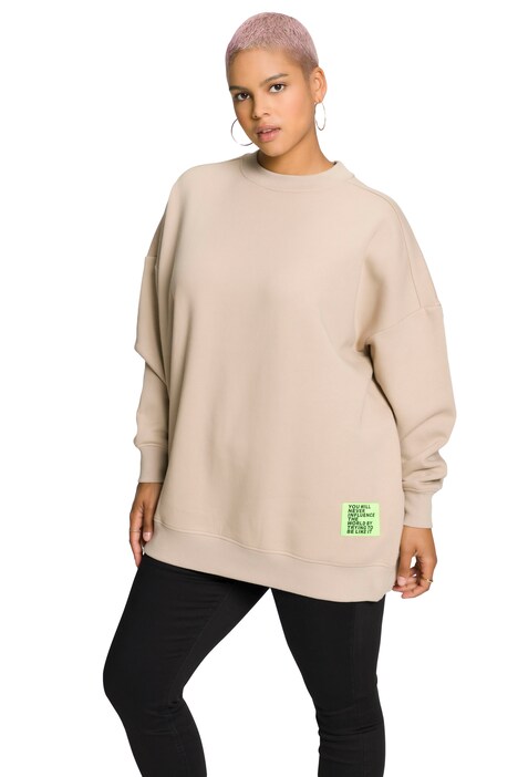 Mikina, oversize, pačvork nápis, kulatý výstřih, dlouhé rukávy