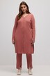 Long-Shirtjacke, Rippjersey, V-Ausschnitt, Biobaumwolle