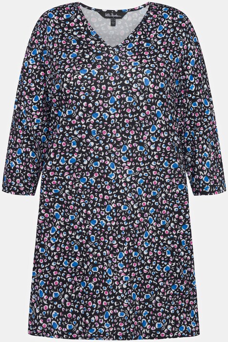 T-shirt, mönster, V-ringning, 3/4-ärm, fickor