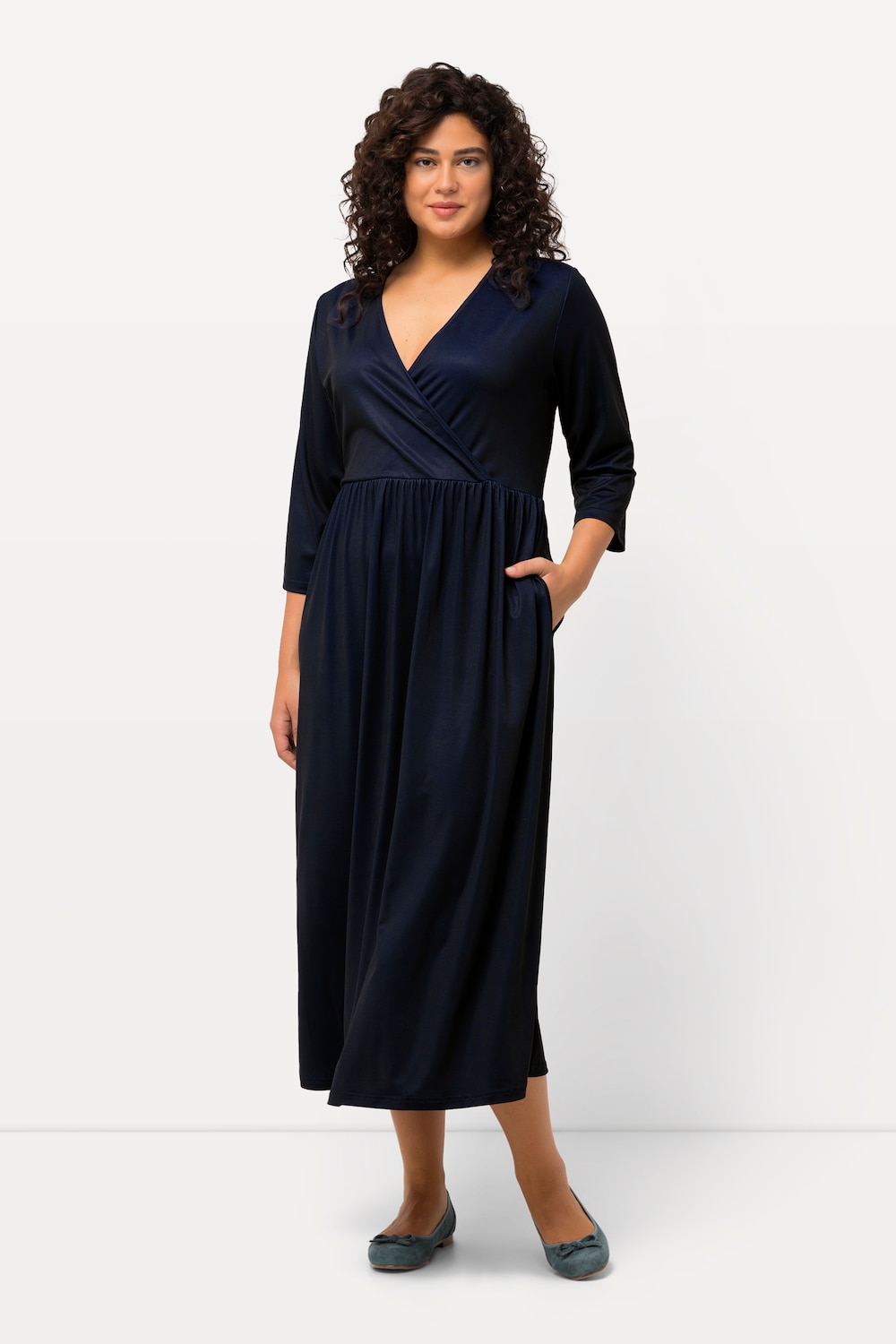 Große Größen Midikleid, Damen, blau, Größe: 66/68, Polyester, Ulla Popken