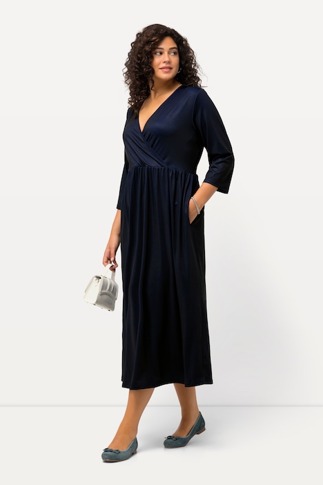 Made By Johnny Maglietta Donna Scollo A V Maniche 3/4 – Blu, Taglia XL, Tessuto Elasticizzato