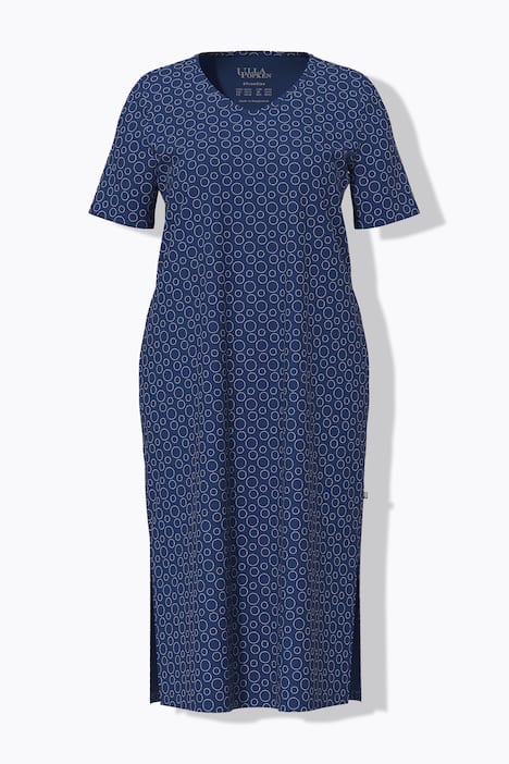 Nachthemd, Kreise, V-Ausschnitt, Langarm