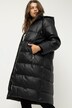 Pikowany płaszcz, imitacja skóry, Straight Fit, kaptur, pełna podszewka