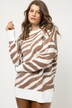 Pullover, oversized, Zebra Muster, Rundhals, Langarm