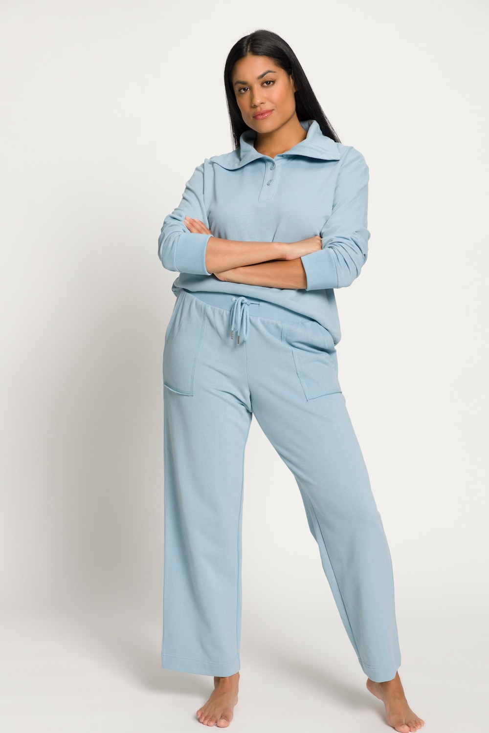 Grote Maten loungewear broek, Dames, blauw, Maat: 54/56, Polyester/Katoen, Ulla Popken