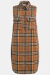 longline vest, straight fit, ruiten, overhemdkraag, zijsplitten