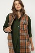 longline vest, straight fit, ruiten, overhemdkraag, zijsplitten