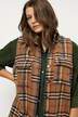 longline vest, straight fit, ruiten, overhemdkraag, zijsplitten