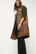 longline vest, straight fit, ruiten, overhemdkraag, zijsplitten
