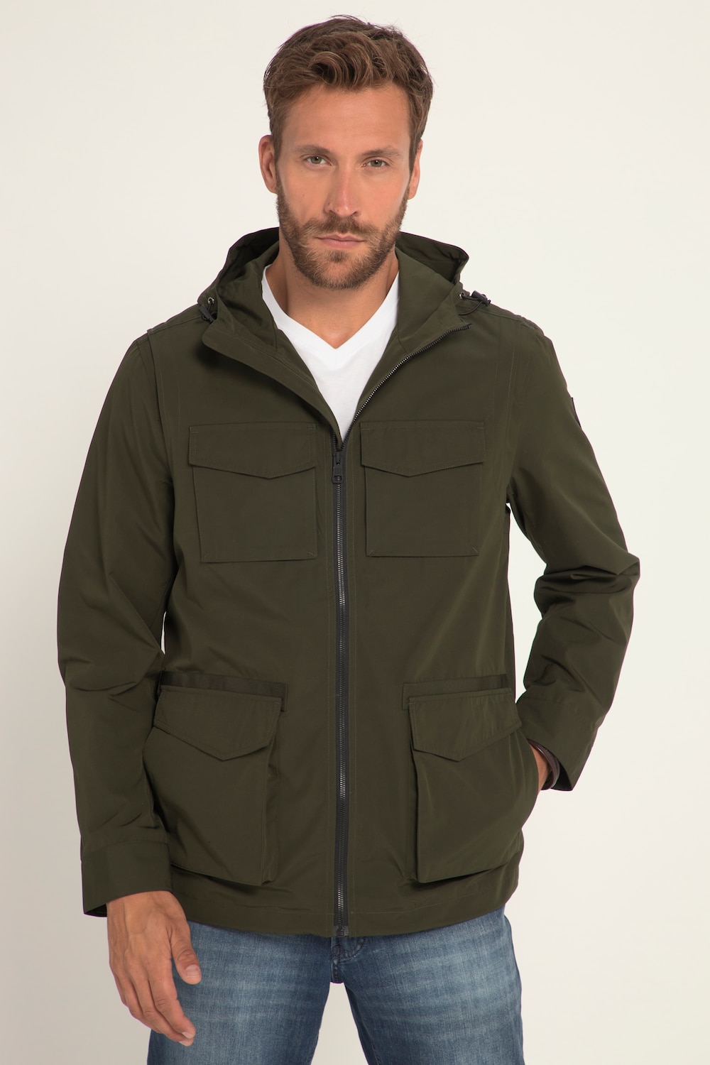 grandes tailles veste treillis en tissu ripstop, hommes, vert, taille: xxl, polyester/coton, jp1880