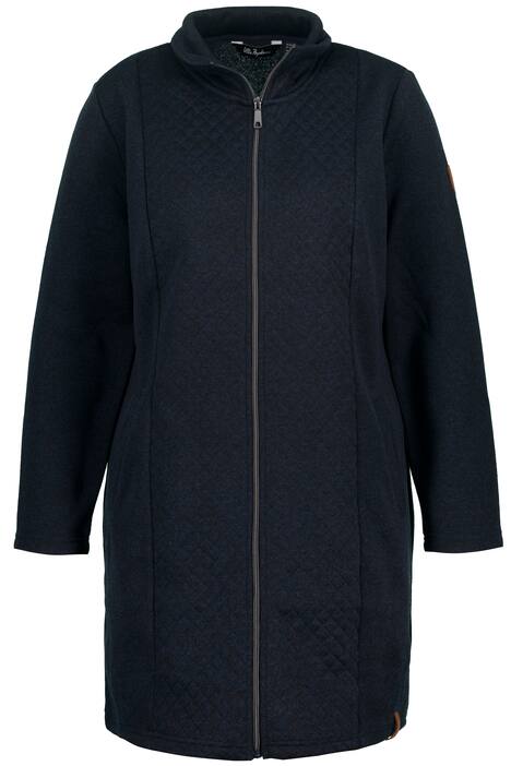 Bunda z pleteného flísu, dlouhý střih, stojáček, dvoucestný zip