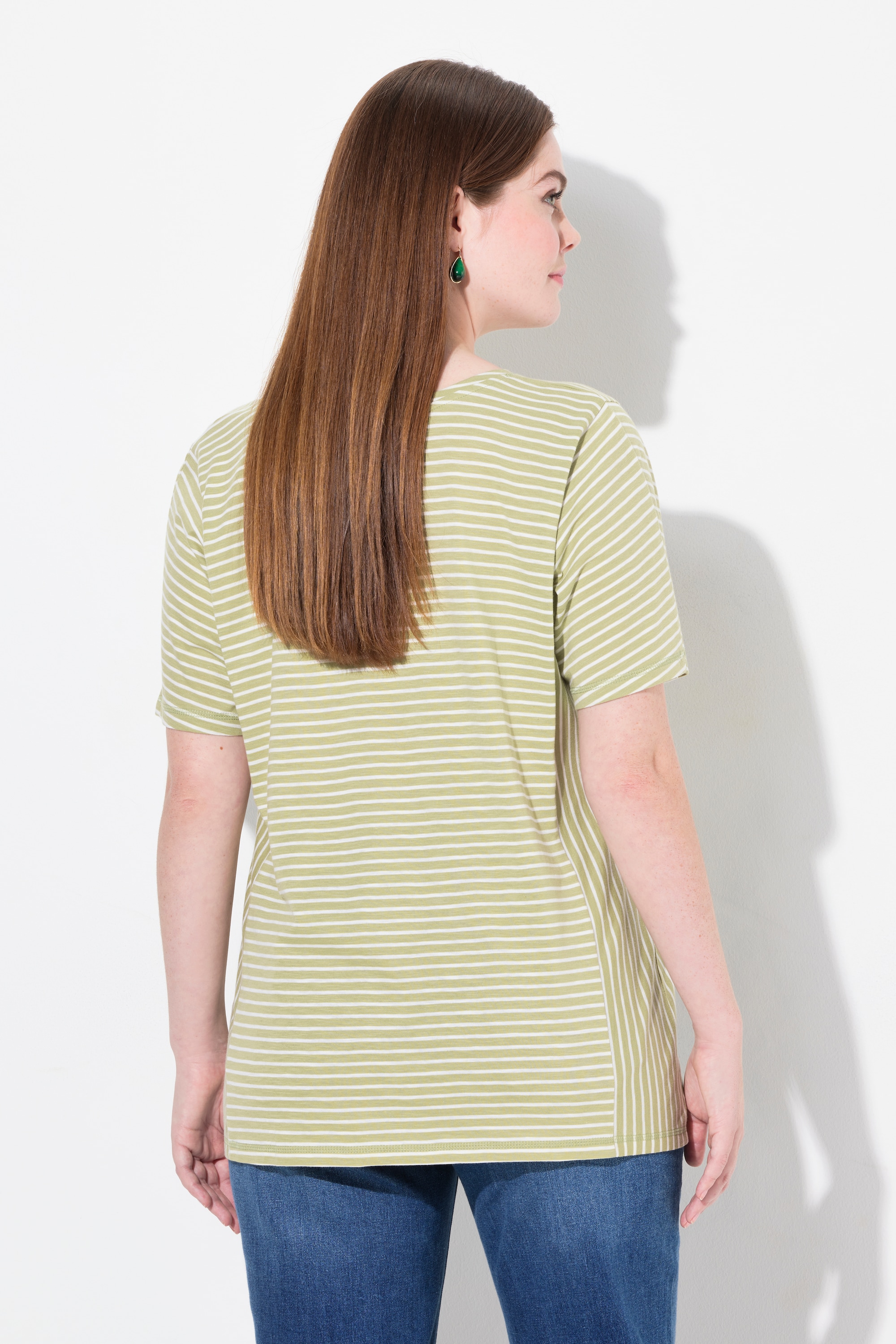Ulla Popken Damen große Größen T Shirt Streifenmix Rundhals Halbarm