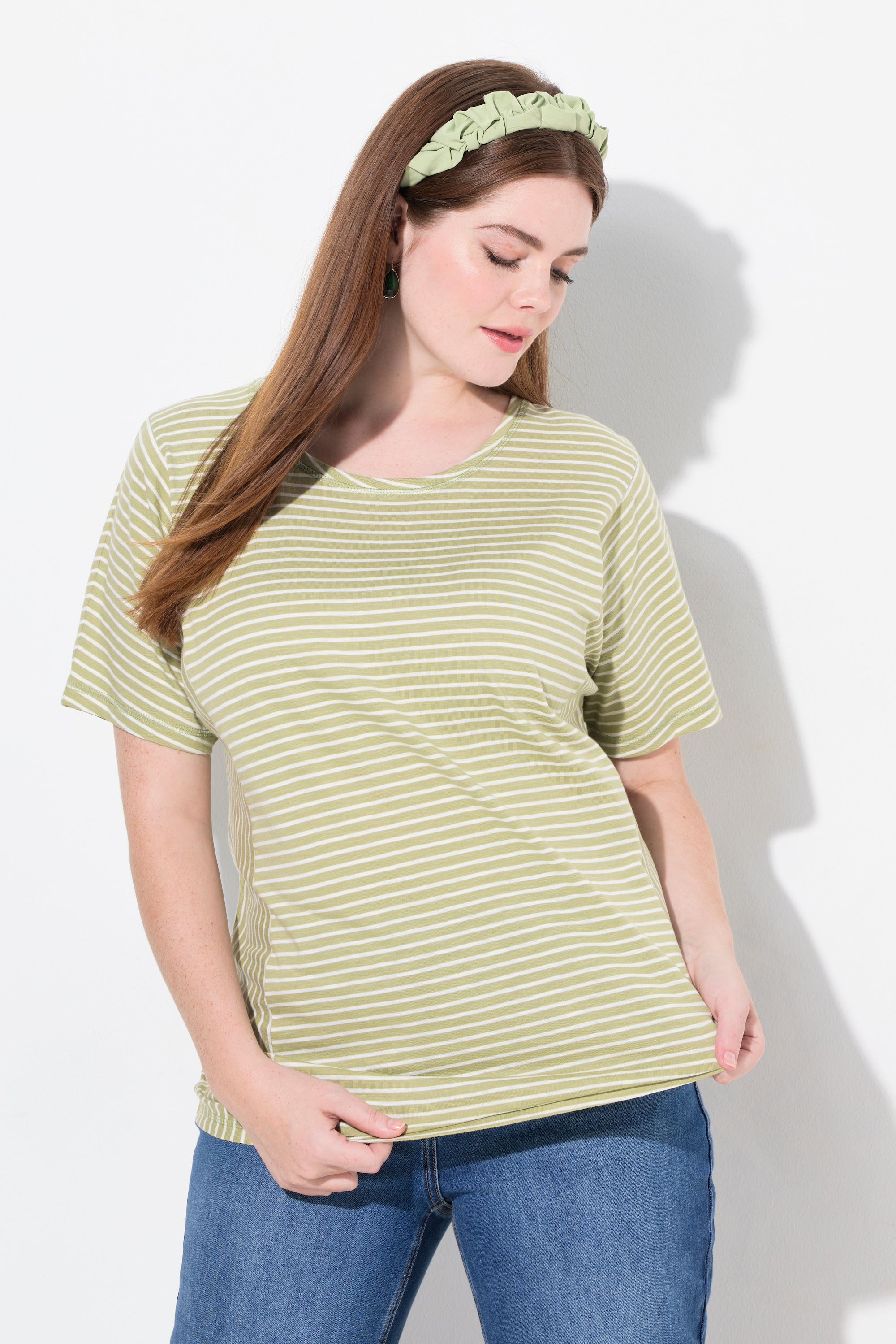 Ulla Popken Damen große Größen T Shirt Streifenmix Rundhals Halbarm