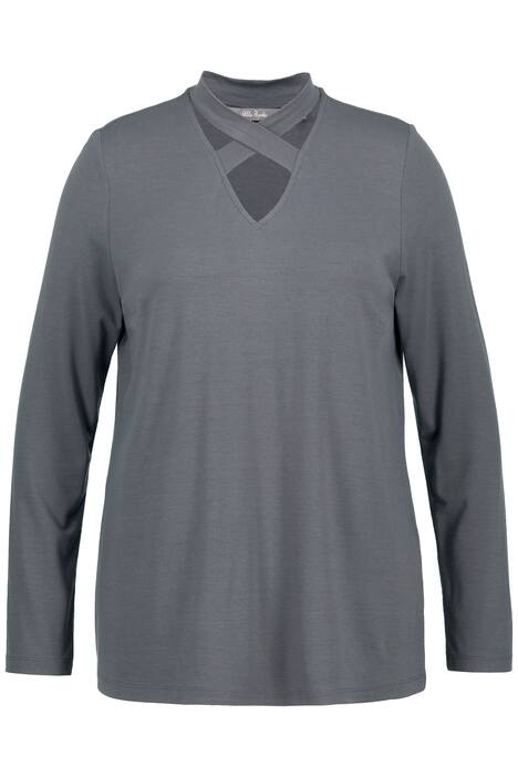 Tričko, ozdobné stuhy, výstřih do V, dlouhé rukávy