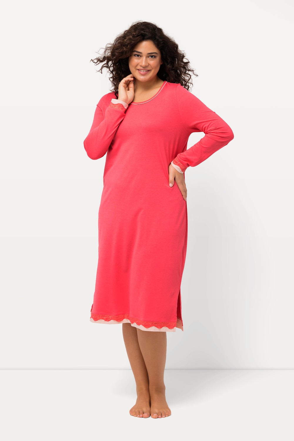 grandes tailles chemise de nuit oversized, femmes, rose, taille: 52/54, coton/fibres synthétiques, ulla popken