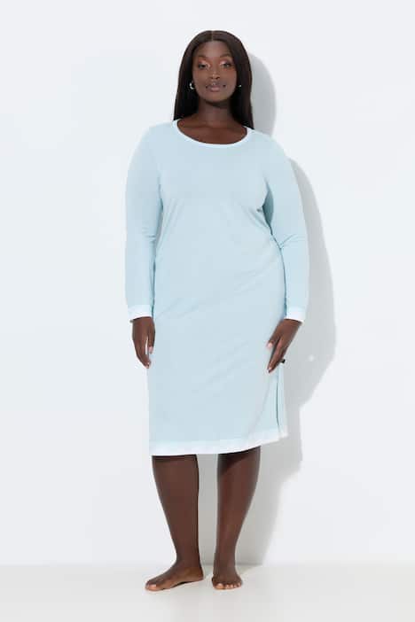 Nachthemd, Spitze, oversized, Rundhals, Langarm