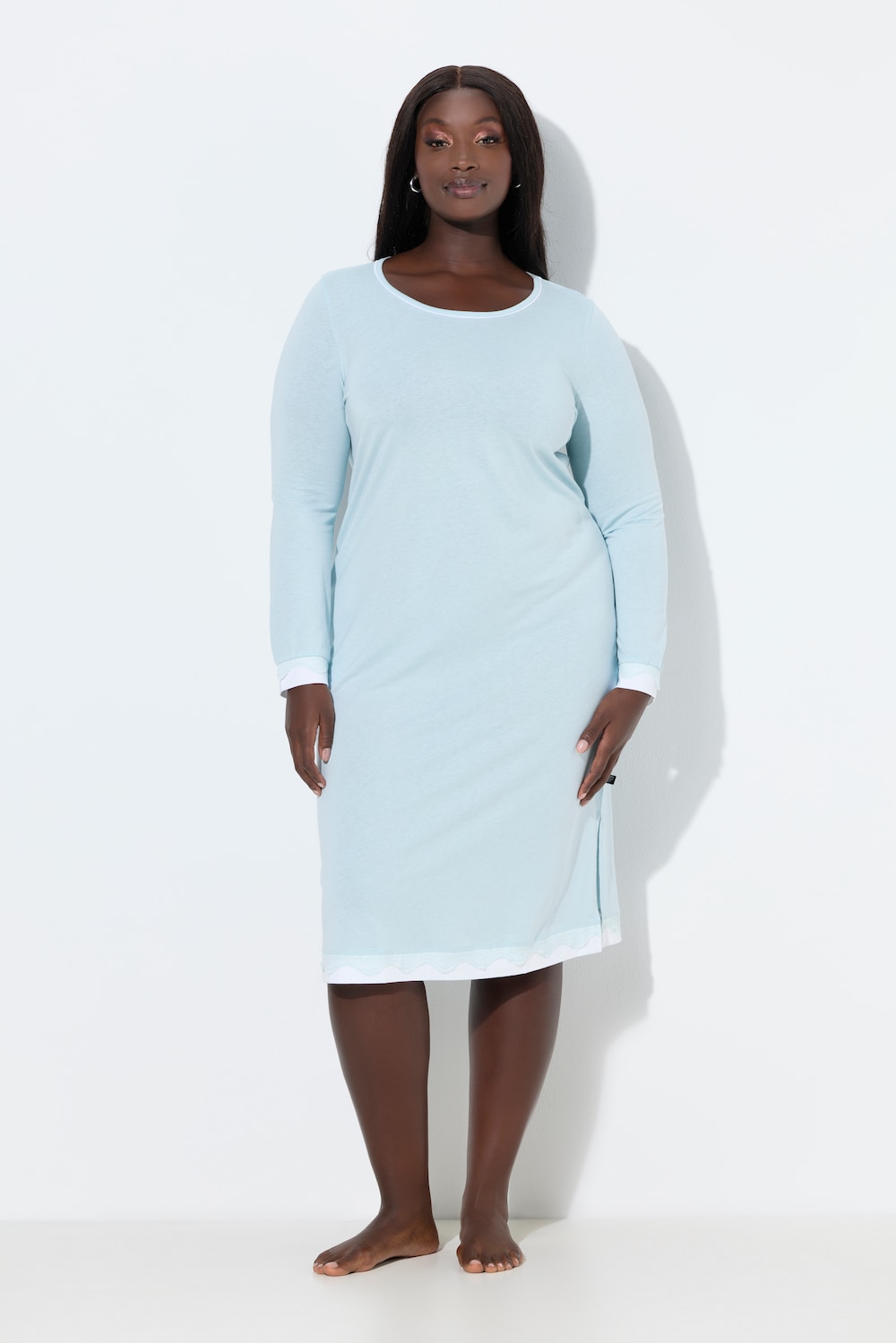 Große Größen Nachthemd, Damen, türkis, Größe: 50/52, Baumwolle/Synthetische Fasern, Ulla Popken