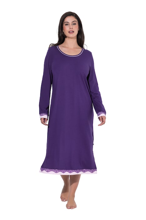 Noční košile, krajka, oversize, kulatý výstřih, dlouhé rukávy
