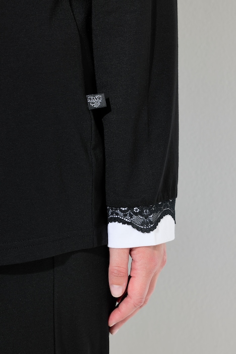 Pyjama, kant, ronde hals, lange mouwen