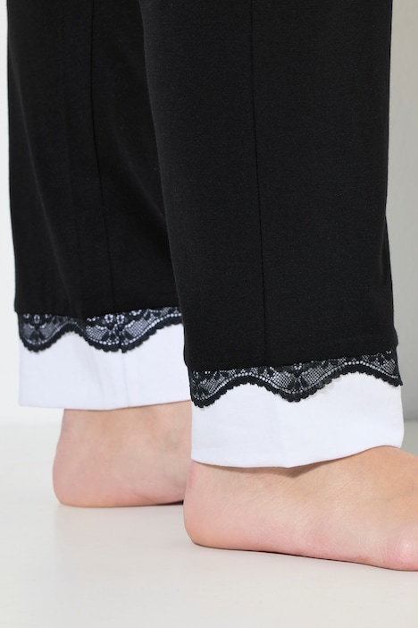 Pyjama, kant, ronde hals, lange mouwen