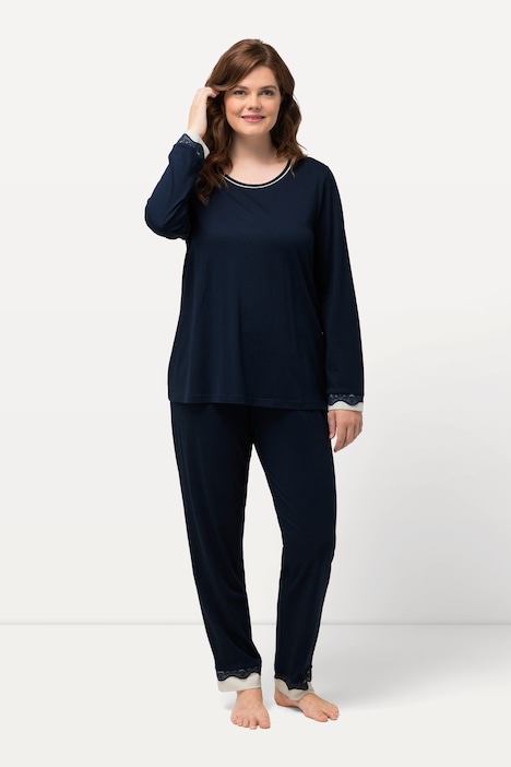 Lace Hem Super Soft Cotton Blend Knit Pajama Set | Pajamas | Sleepwear