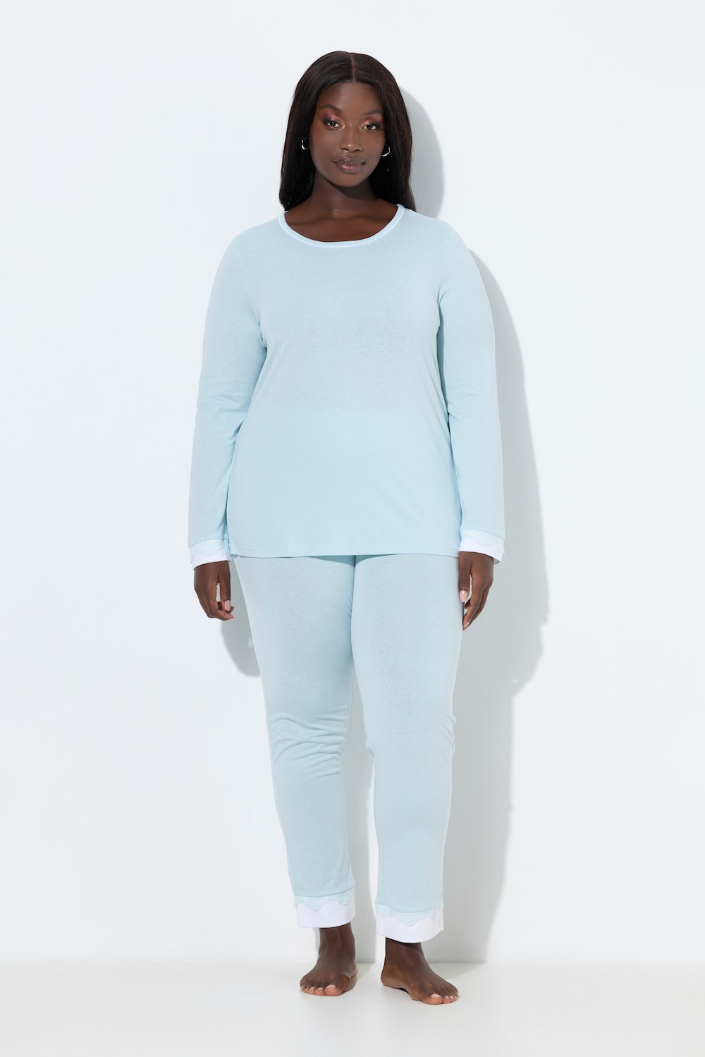 Große Größen Pyjama, Damen, türkis, Größe: 66/68, Baumwolle/Synthetische Fasern, Ulla Popken