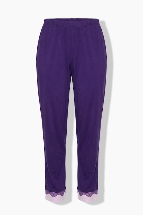 Pyjama, Zweiteiler, Spitze, Rundhals, Langarm