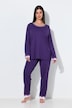 Pyjama, Zweiteiler, Spitze, Rundhals, Langarm
