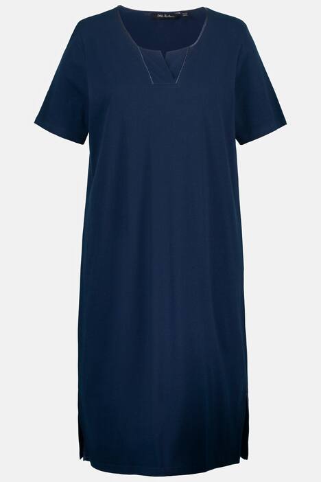 Satin Piped Notch Neck Cotton Knit Nightgown