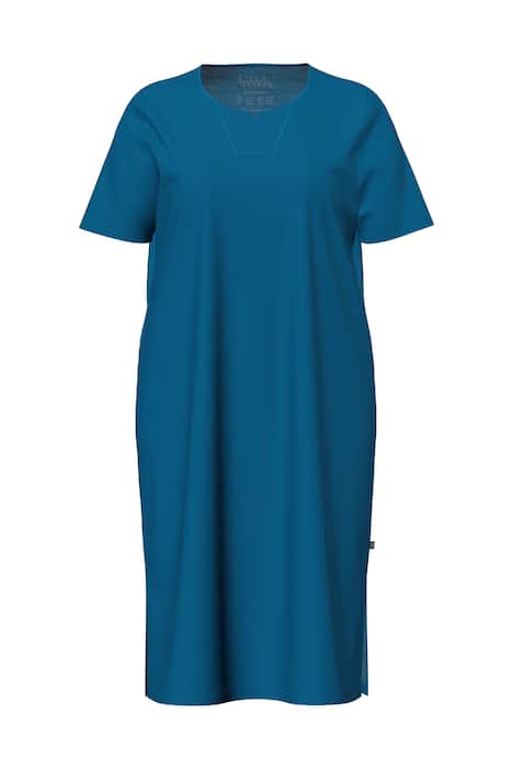 Noční košile, tunikový výstřih, saténová lemovka, krátké rukávy