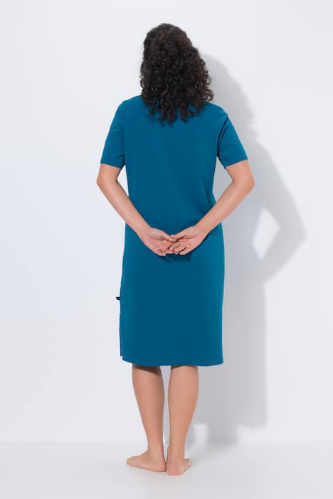 Nachthemd, Tunika-Ausschnitt, Satinpaspel, Halbarm