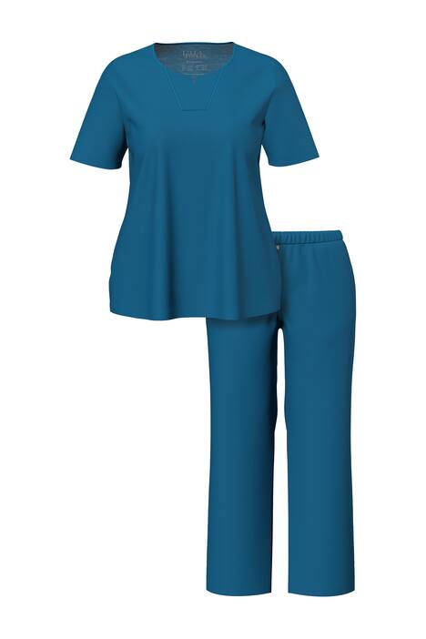 Pyžamo, tunikový výstřih, saténové lemování, 3/4 rukávy