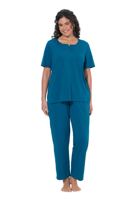 Pyžamo, tunikový výstřih, saténové lemování, 3/4 rukávy