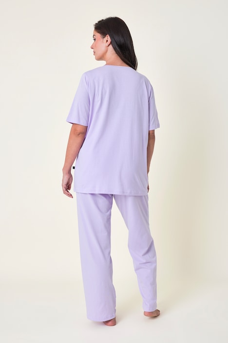Pyjama, Tunika-Ausschnitt, Satinpaspel, 3/4-Arm