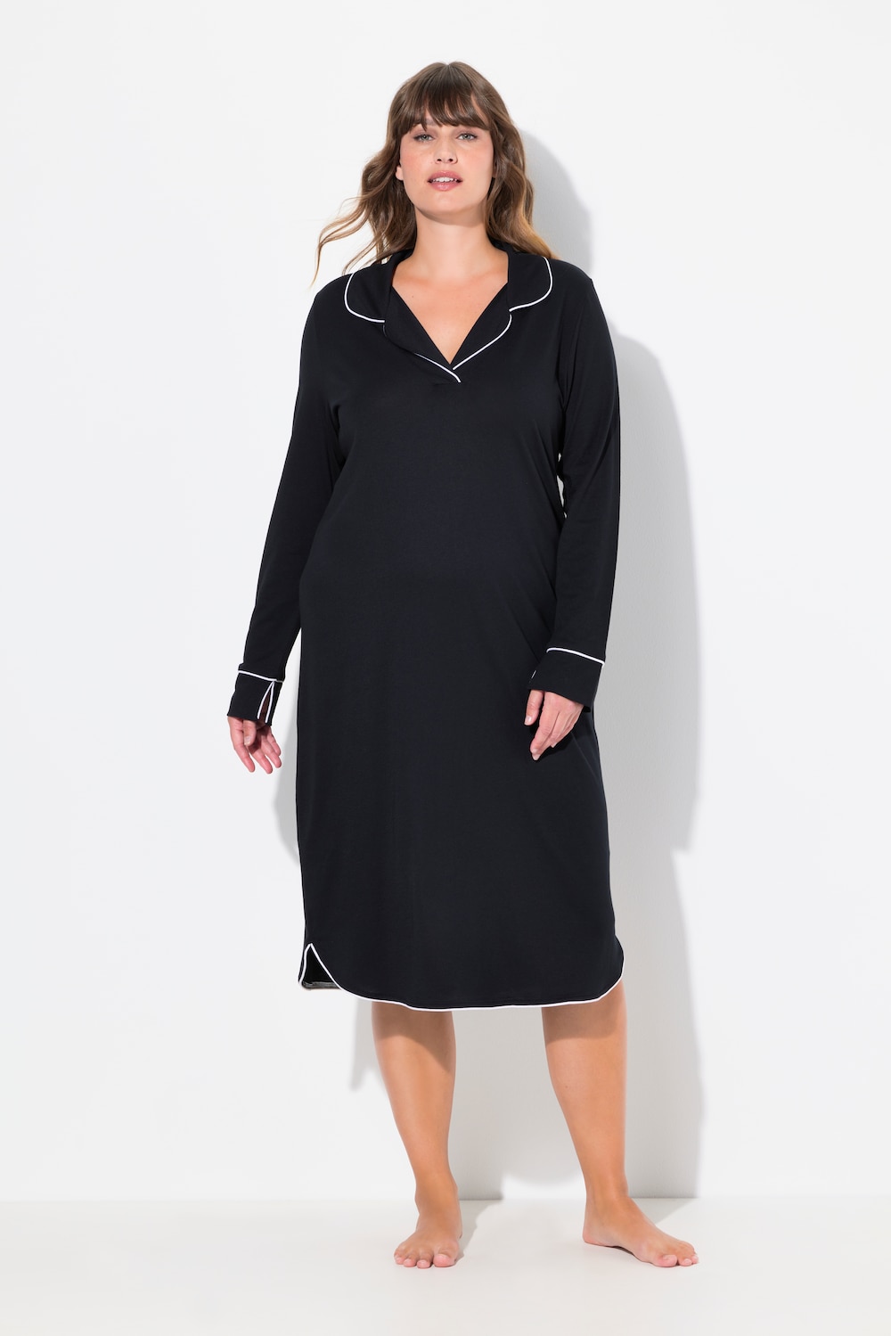 Große Größen Nachthemd, Damen, schwarz, Größe: 54/56, Baumwolle/Synthetische Fasern, Ulla Popken