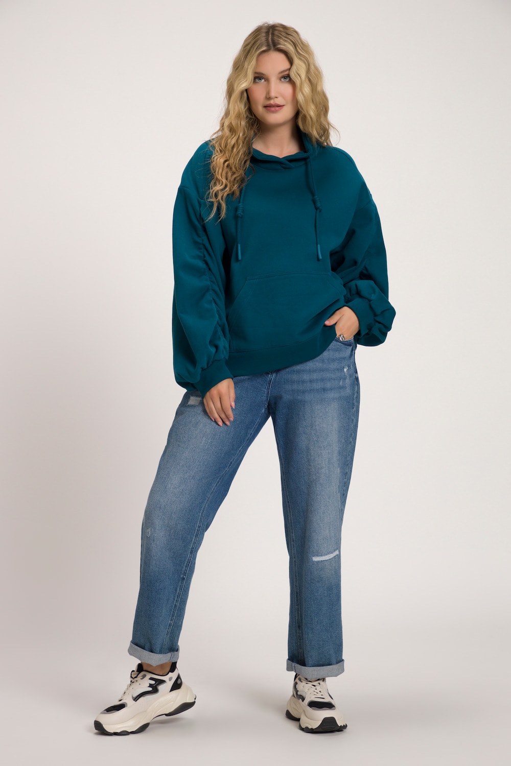 Grote Maten sweatshirt, Dames, blauw, Maat: 50/52, Katoen/Polyester, Ulla Popken