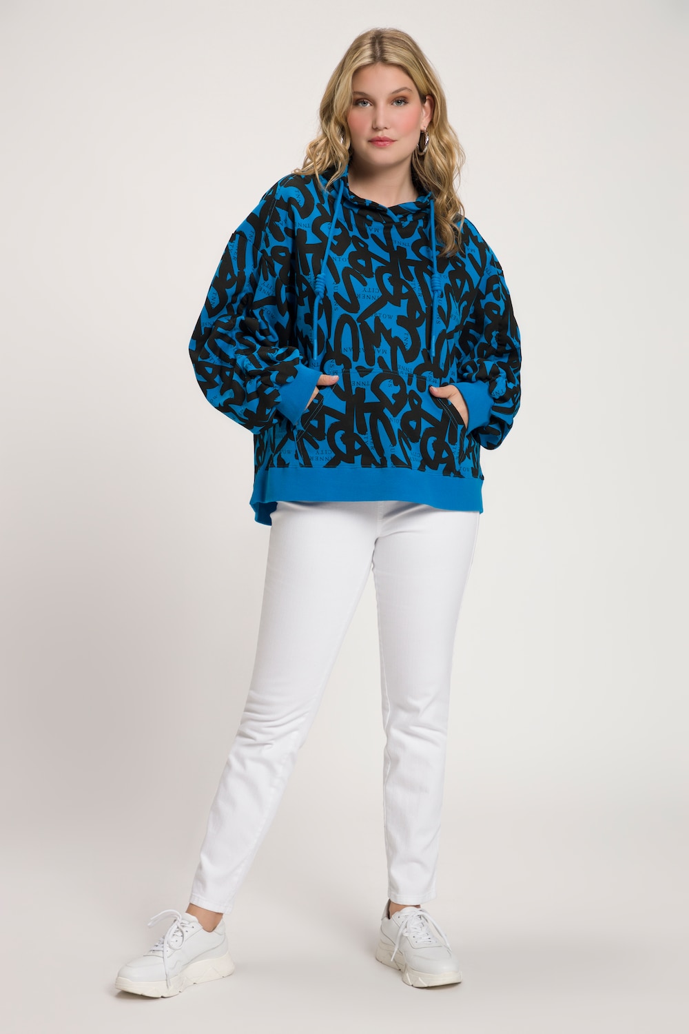 Grote Maten sweatshirt, Dames, turquoise, Maat: 42/44, Katoen/Polyester, Ulla Popken