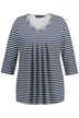 Tričko, proužky, A střih, ozdobné sklady, výstřih do V, 3/4 rukávy