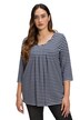 Tričko, proužky, A střih, ozdobné sklady, výstřih do V, 3/4 rukávy