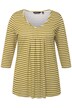 Tričko, proužky, A střih, ozdobné sklady, výstřih do V, 3/4 rukávy