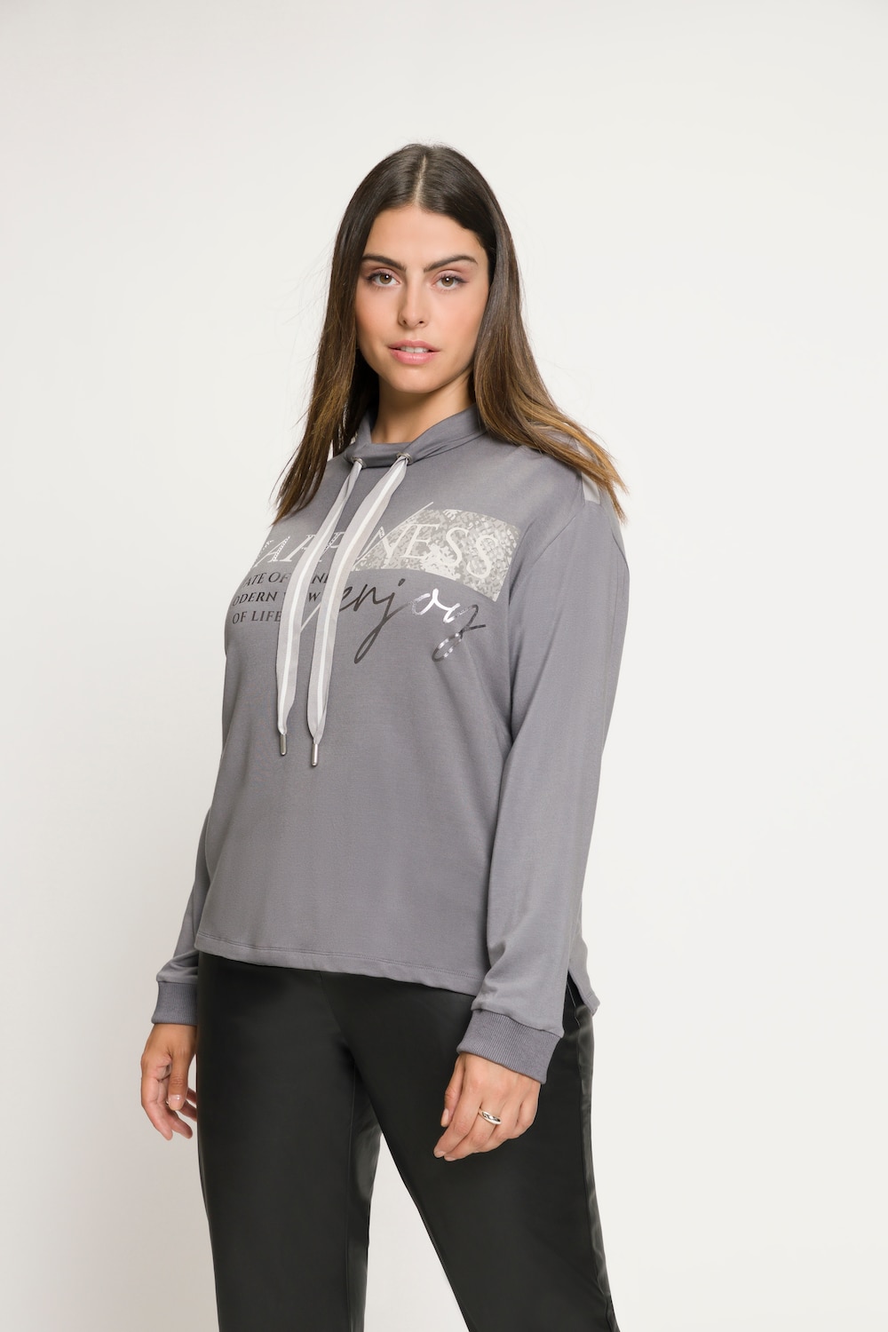 Grote Maten sweatshirt, Dames, grijs, Maat: 50/52, Viscose, Ulla Popken